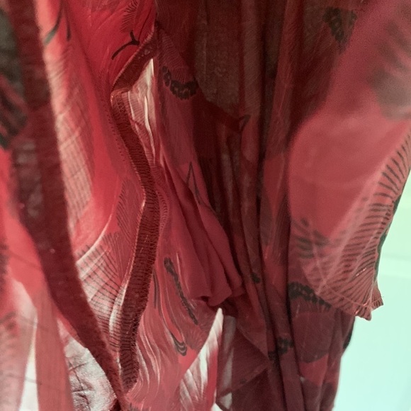 ASTR The Label‎ Cinched Mermaid Dress Small Faux Wrap Red Wine Floral Long Sleev - Picture 11 of 16